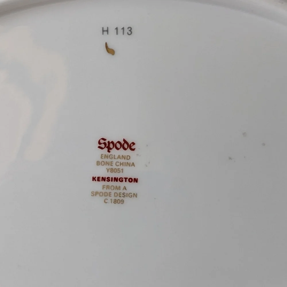 Vintage Spode Kensington Bone China Red Gold Oval Serving Bowl
